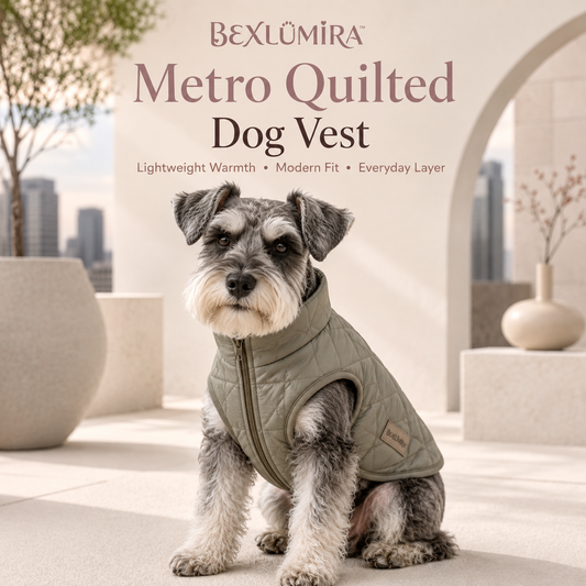 BEXLUMIRA™ Metro Quilted Dog Vest – Lightweight Puffer Pet Jacket, Warm Sleeveless Puppy Coat, Winter Dog Clothes