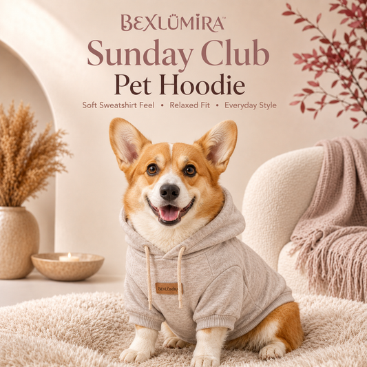 BEXLUMIRA™ Sunday Club Dog Hoodie – Premium Cotton-Feel Pet Sweatshirt, Cozy Puppy Pullover, Casual Dog Clothes