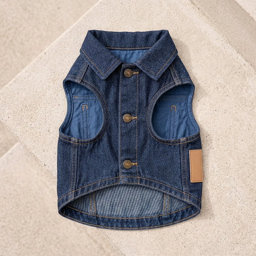 BEXLUMIRA™ Avenue Denim Dog Jacket – Stylish Puppy Jean Coat, Casual Pet Clothes, Modern Small Dog Fashion Apparel